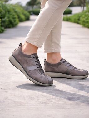 Joya Emma Taupe Grey Comfort Shoes Leather Suede Ortholite Walking US 7